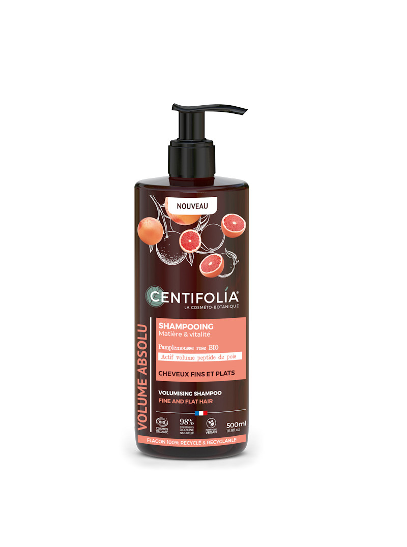 Shampoing volume à l'extrait de pamplemousse rose flacon pompe 500 ml Centifolia