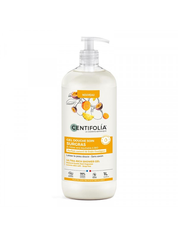 Gel douche surgras Fruits exotiques 1 litre Centifolia