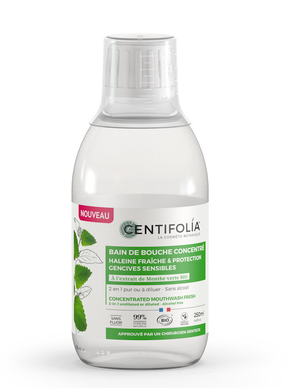 Bain de bouche concentré menthe verte bio Centifolia flacon 250 ml