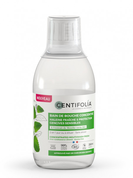 Bain de bouche concentré menthe verte bio Centifolia flacon 250 ml